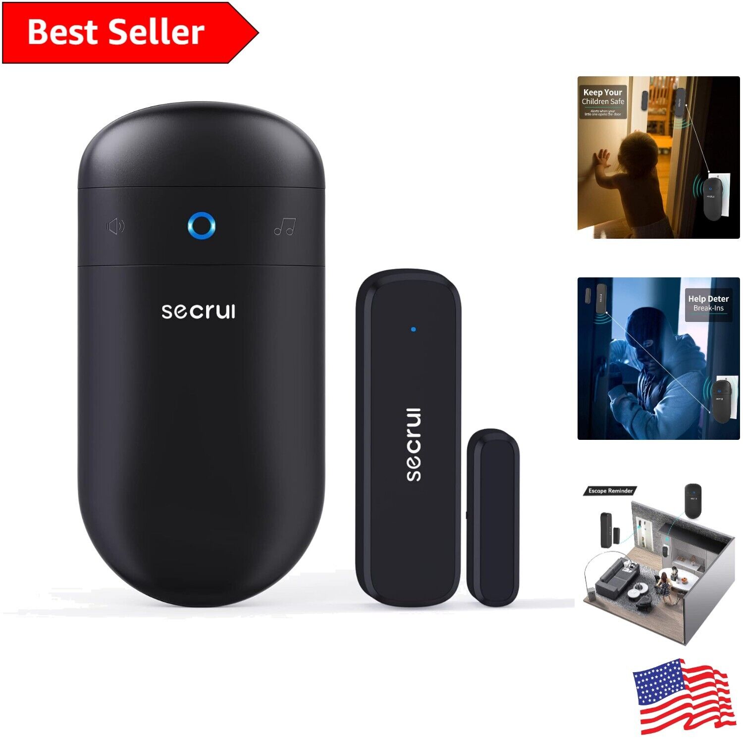 Door Sensor Chime Adjustable Volume, 52 Chimes, 400ft Range, Easy