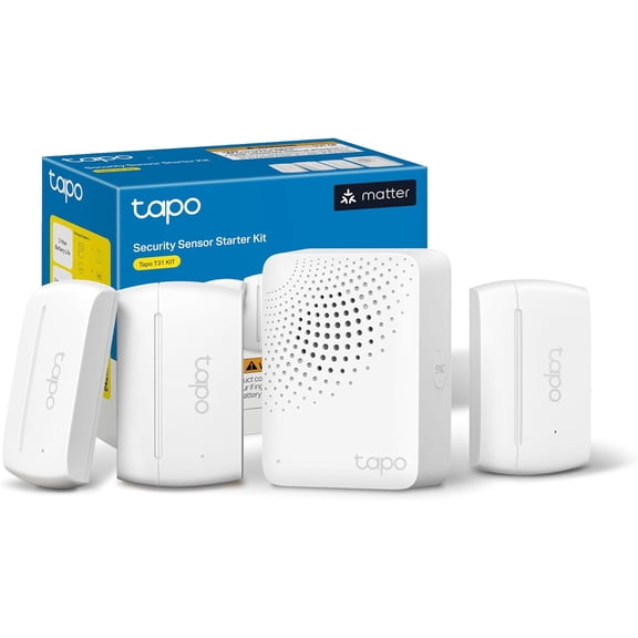 Door Sensor Starter KIT, Matter Compatible, 3X Smart Door Window Contact Sensor and 1x Smart Hub with Built-in Chime, Smart Automation, Real-Time Notification, T31 KIT