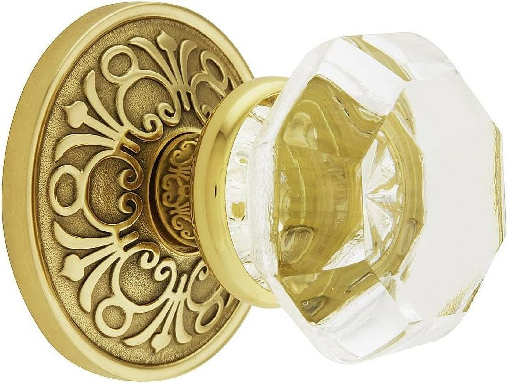 Door Set with Old Town Crystal Knobs Double in Polished Brass