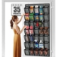 thumbnail image 1 of Over the Door Shoe Organizer, 35 Pockets Mesh Shoe Organizer Door Hanger, Large Hanging Shoe Rack Holds Up to 40 lbs, Closet Shoe Behind Door Shoe Rack, Gray Durable Shoe Storage Hanging Bag, 1 of 7