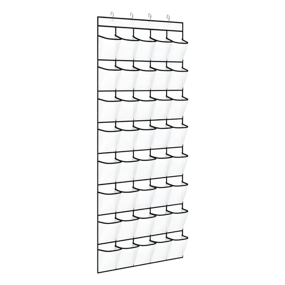Over The Door Shoe Organizer Hanging | Over The Door Shoe and Accessory Organizer | White Fabric Shoe Organizer | Hanging Organizer with Pockets for Closet, Bedroom and Dorm