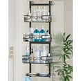 thumbnail image 1 of Over The Door Shower  - 4 Tier Adjustable  Shower Organizer Shelf with 2 Soap Holders & 22 Hooks, Rustproof Easy Installation  Storage Rack for Bathroom, Black, 1 of 9