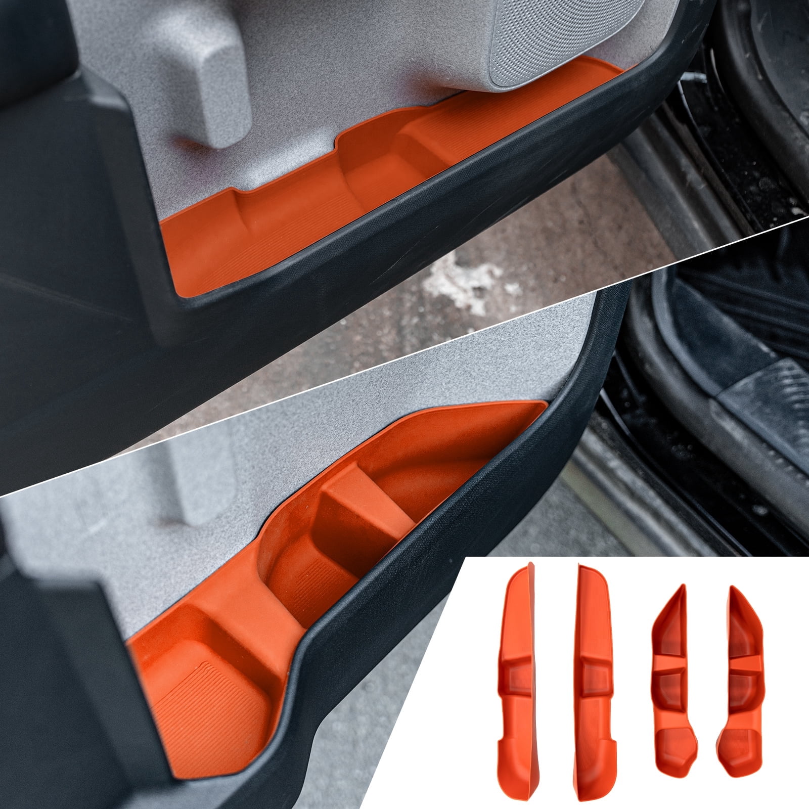 Door Side Storage Tray for 2022-2025 Ford Maverick Side Door Storage Box Car Side Organizer Phone Pocket Silicone Front & Rear 4PCS Maverick Accessories
