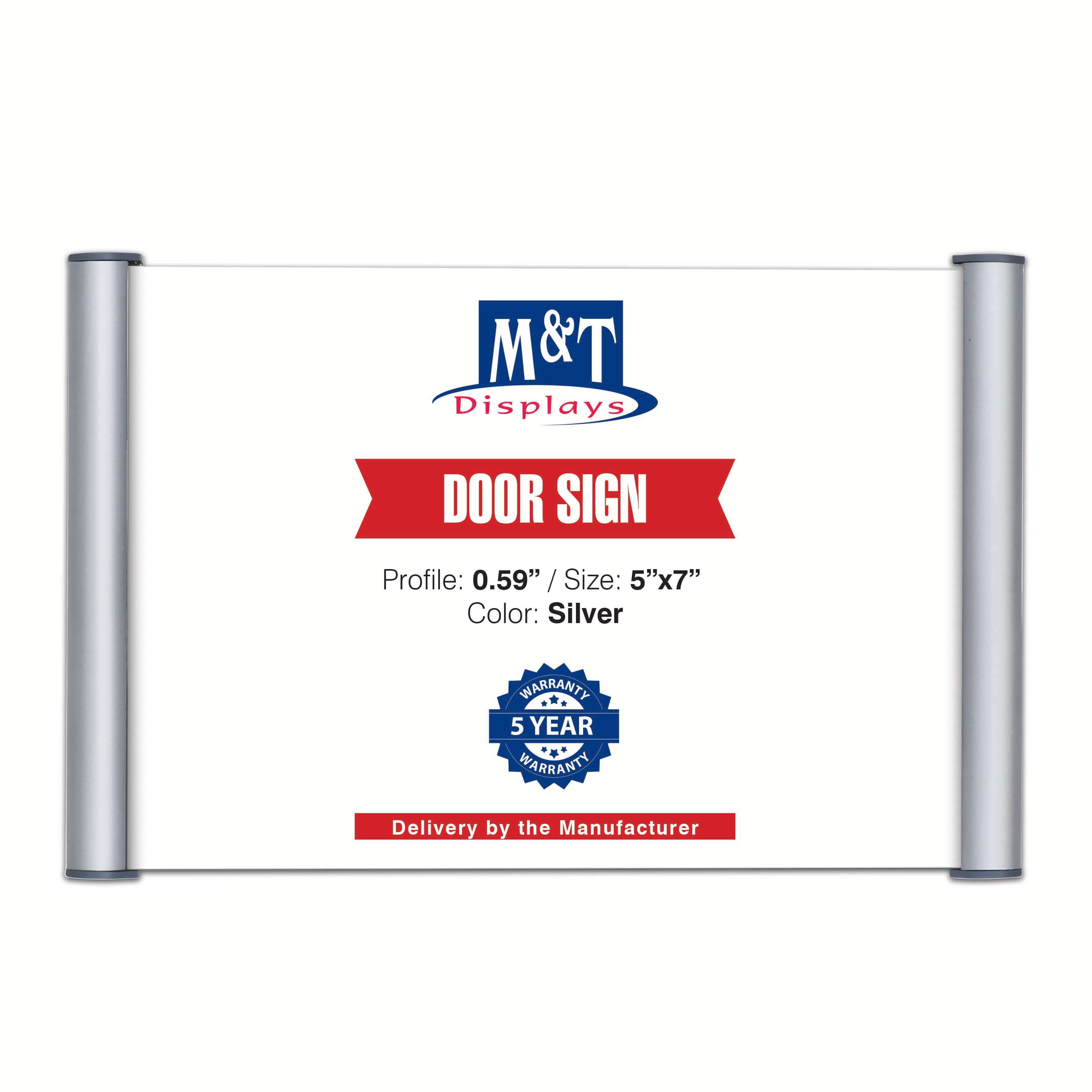 Door Sign, 5x7 Inch Picture Size, 0.59 Inch Silver Aluminum Snap Open ...