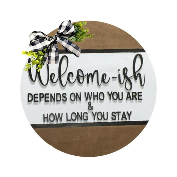 Door Sign Decor, Tyeign Door Hanger Wooden Door Hanger Ornaments Rustic Welcome Sign Front Door Porch Decor Door Signs for Front Door Outside Hanging Door Decorations for Inside Brown