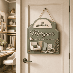 Door Sign Interior Designer Personalized Layered Entry Hanging for Office Studio