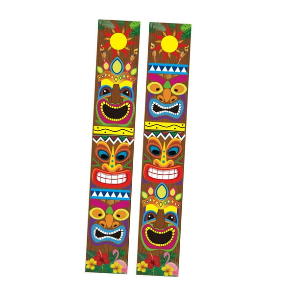 Door Sign,Luau Party Decoration Tiki Hawaiian Banner,Welcome Aloha Banner Sign Tropical Banner,Door Wall Hanging Decor for Adults Party,Porch Sign Flags Front Door Yard Garden Couplet