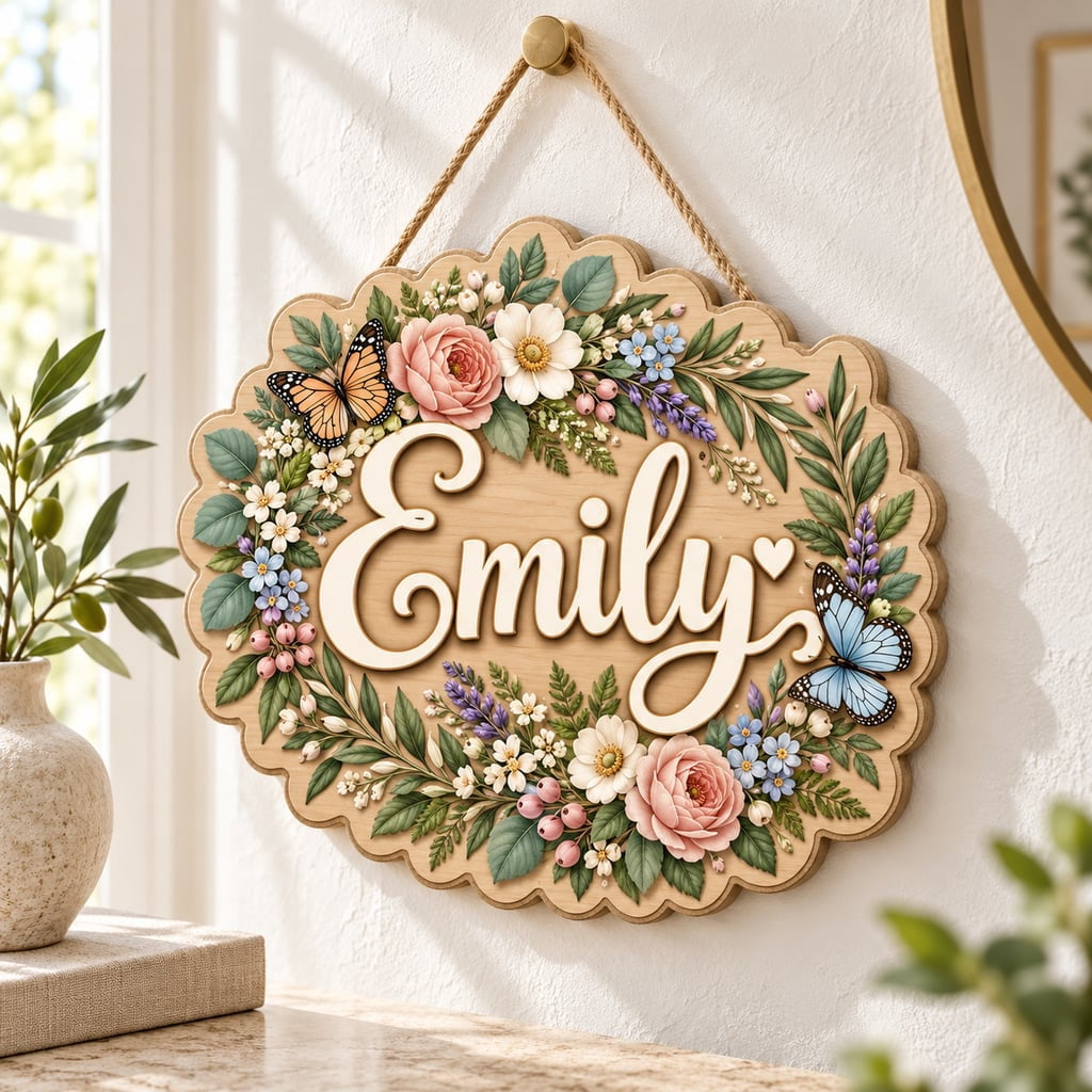 Door Sign Personalized Name, Wood Bedroom Entrance Wall Decor for ...