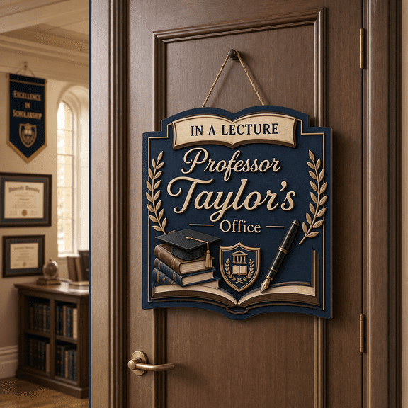 Door Sign Personalized Professor Office Wooden Hanging Door Plaque for College Faculty