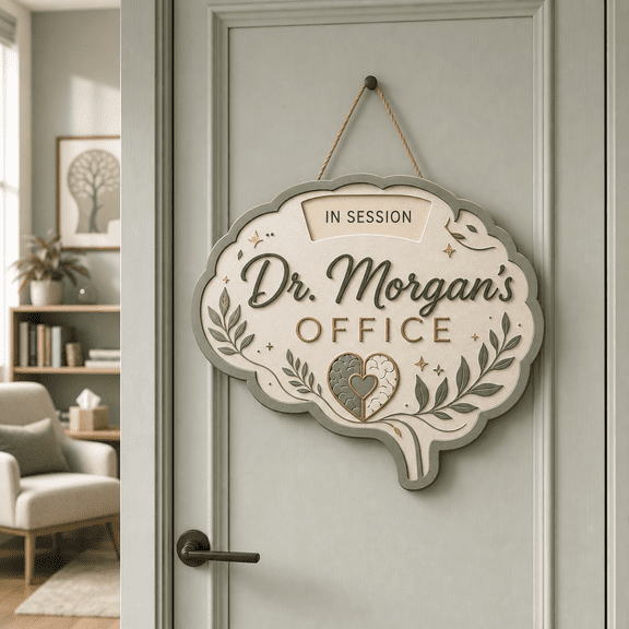 Door Sign Personalized Psychologist Office Hanging Sign for in Session Therapy Room
