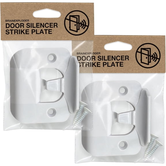 Door Silencer Strike Plate - Flexible, Noise Eliminating Fix for Loud Latches | Fits with No Modifications, Stops Slamming | -20 dB | 4X Quieter | White/Two Pack