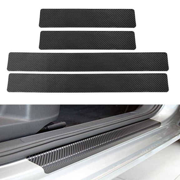 Door Sill Plate Protectors for Car - Universal Door Entry Guards Sill Scuff Cover Panel Step Protector, Welcome Pedal Protector Cover, Carbon Fiber, 4pcs/Set