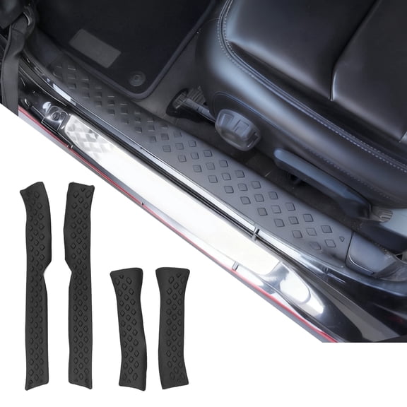 Door Sill Protector Compatible with 2020-2026 Jeep Gladiator JT Door Sill Guards Plates TPE Waterproof All Weather 4PCS 2025 Gladiator Accessories (Inner)