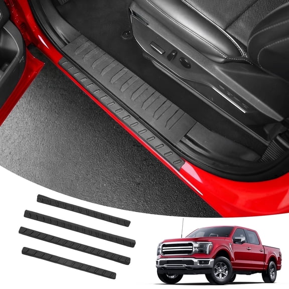 Door Sill Protector Compatible with 2021-2025 2026 Ford F150 SuperCrew Cab Outer Side Step Protector Side Edge Step Guard Car Door Dust Shield Cover 2024 F-150 Exterior Accessories