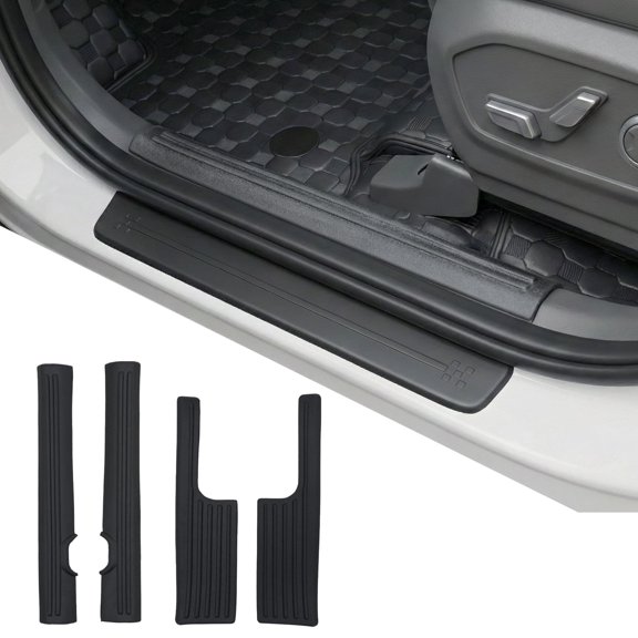 Door Sill Protector Compatible with 2024-2026 Hyundai Santa Fe Inner Door Sill Guards Plates TPE Protection Waterproof All Weather 4PCS 2025 Santa Fe Accessories (Inner)