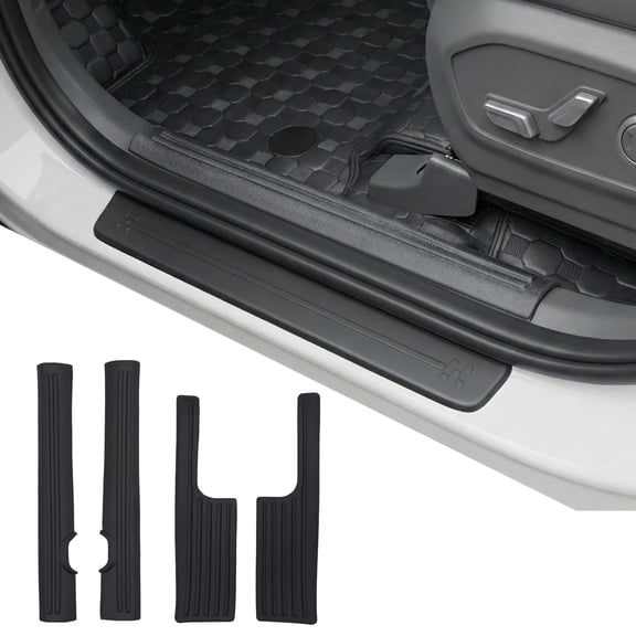Door Sill Protector Compatible with 2024-2026 Hyundai Santa Fe Inner Door Sill Guards Plates TPE Protection Waterproof All Weather 4PCS 2025 Santa Fe Accessories (Inner)