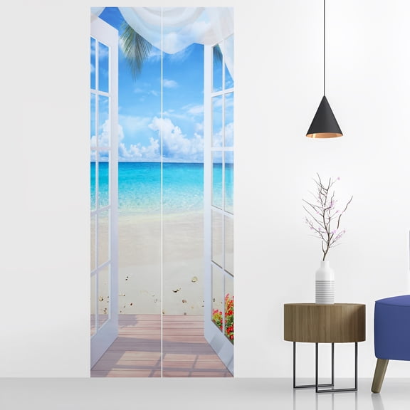 Door Sticker - Door Mural Peel and Stick, Removable Self-Adhesive Ocean Door Wallpaper for Home Decor, 30.3 "W x 78.74 "L, Set of 2 Sheets