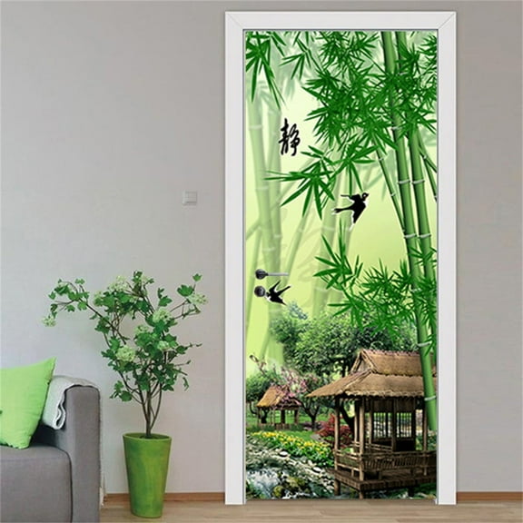 Door Sticker - Door Mural Peel and Stick, Removable Self-Adhesive Scenic Door Wallpaper for Home Decor, Set of 2 Sheets,38.5x200cmx2Pcs