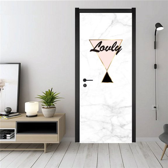 Door Sticker PVC Peel and Stick Wallpaper Waterproof Poster Flower Sea Wall Art Mural Decals Home r