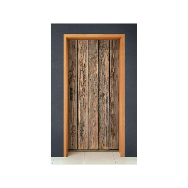 Door Sticker Wooden Gate Mural Wall Sticker DIY Door Cover Kitchen Home