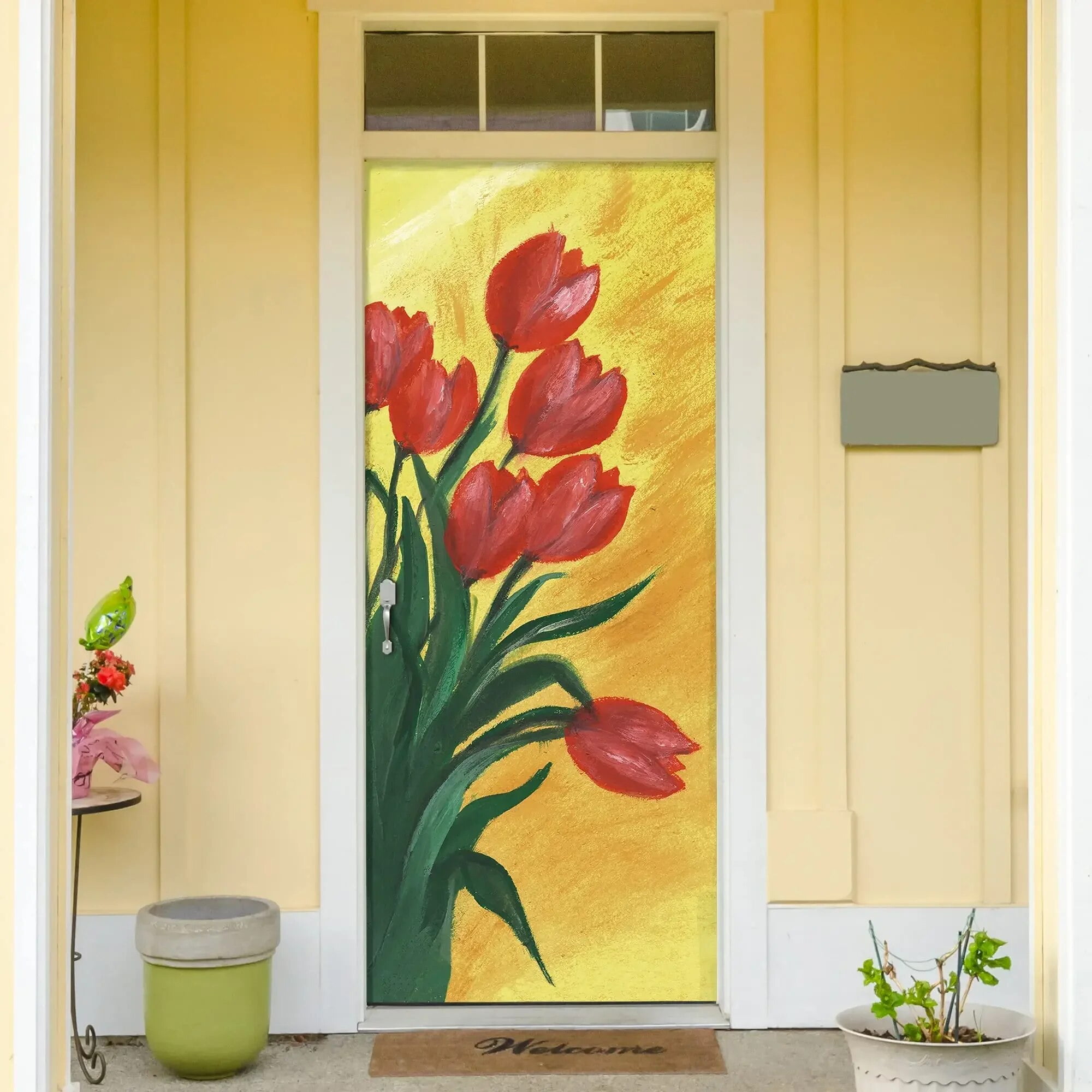 Door Stickers 3D Wallpaper Removable Classic Datura Art Mural Wardrobe