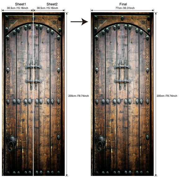 Door Stickers Murals Peel and Stick DIY Door Wallpaper Removable PVC Waterproof Door Decals Self-Adhesive Wall Covers