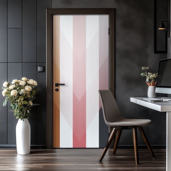 Door Stickers Peel and Stick Door Mural Abstract Geometric Vibrant Gradient Colors Symmetry Removable Wallpaper 30.3''x78.7'' Self-Adhesive Mural for Kitchen Living Room Bedroom Decor
