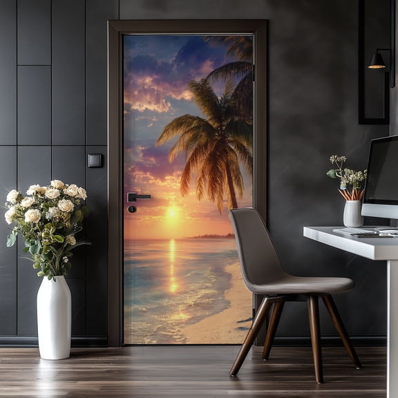Door Stickers Peel and Stick Door Mural Beautiful beach Thailand Removable Wallpaper 30.3''x78.7'' Self-Adhesive Mural for Kitchen Living Room Bedroom Decor