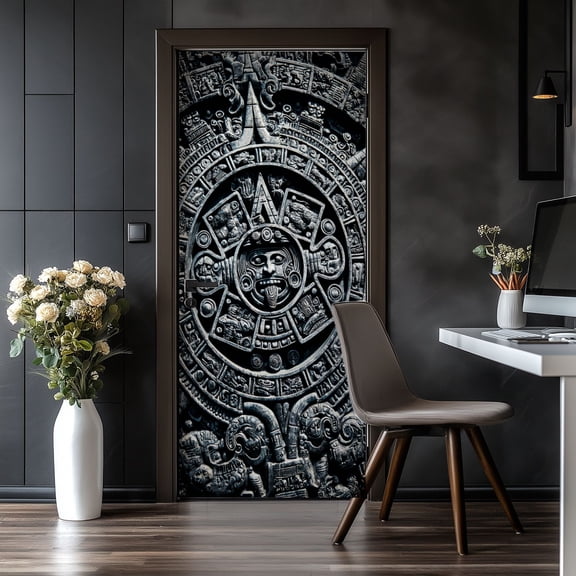 Door Stickers Peel and Stick Door Mural Calendar Antiquities History Removable Wallpaper 30.3''x78.7'' Self-Adhesive Mural for Kitchen Living Room Bedroom Decor