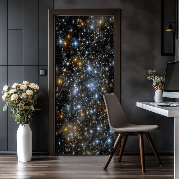 Door Stickers Peel and Stick Door Mural Cluster stars space large constellation millions Removable Wallpaper 30.3''x78.7'' Self-Adhesive Mural for Kitchen Living Room Bedroom Decor