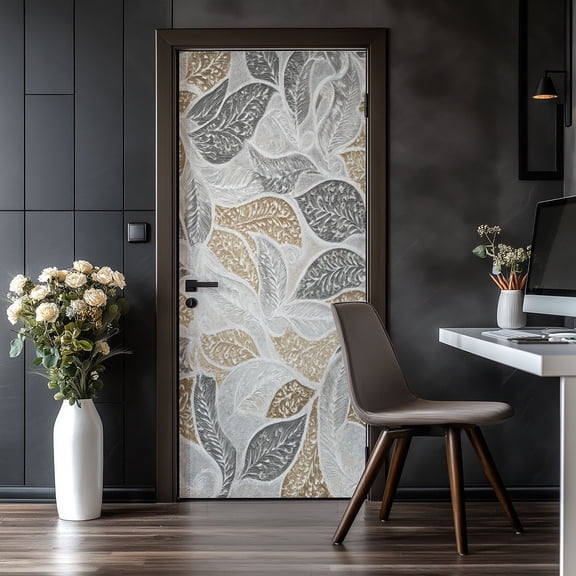 Door Stickers Peel and Stick Door Mural Decor interior Ceramic watercolor abstract floral Removable Wallpaper 30.3''x78.7'' Self-Adhesive Mural for Kitchen Living Room Bedroom Decor