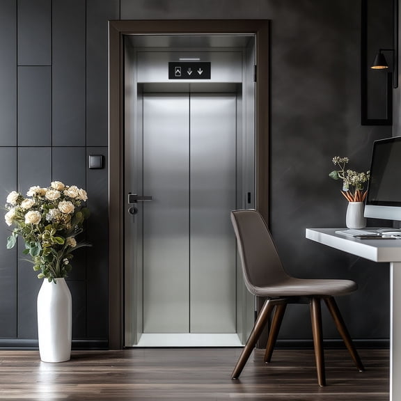 Door Stickers Peel and Stick Door Mural Modern Stainless Steel Elevator Doors Directional Removable Wallpaper 30.3''x78.7'' Self-Adhesive Mural for Kitchen Living Room Bedroom Decor