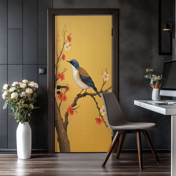 Door Stickers Peel and Stick Door Mural Vintage aesthetic Japanese Traditional Japanese style Removable Wallpaper 30.3''x78.7'' Self-Adhesive Mural for Kitchen Living Room Bedroom Decor