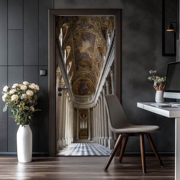 Door Stickers Peel and Stick Door Mural paris france arched corridor Removable Wallpaper 30.3''x78.7'' Self-Adhesive Mural for Kitchen Living Room Bedroom Decor