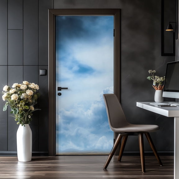 Door Stickers Peel and Stick Door Mural sky clouds Landscape Scenery Removable Wallpaper 30.3''x78.7'' Self-Adhesive Mural for Kitchen Living Room Bedroom Decor