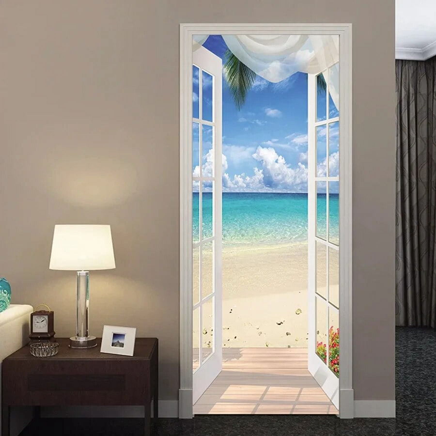 Door Stickers Wallpaper For Self-adhesive 3d Entrance Bathroom Sticker ...