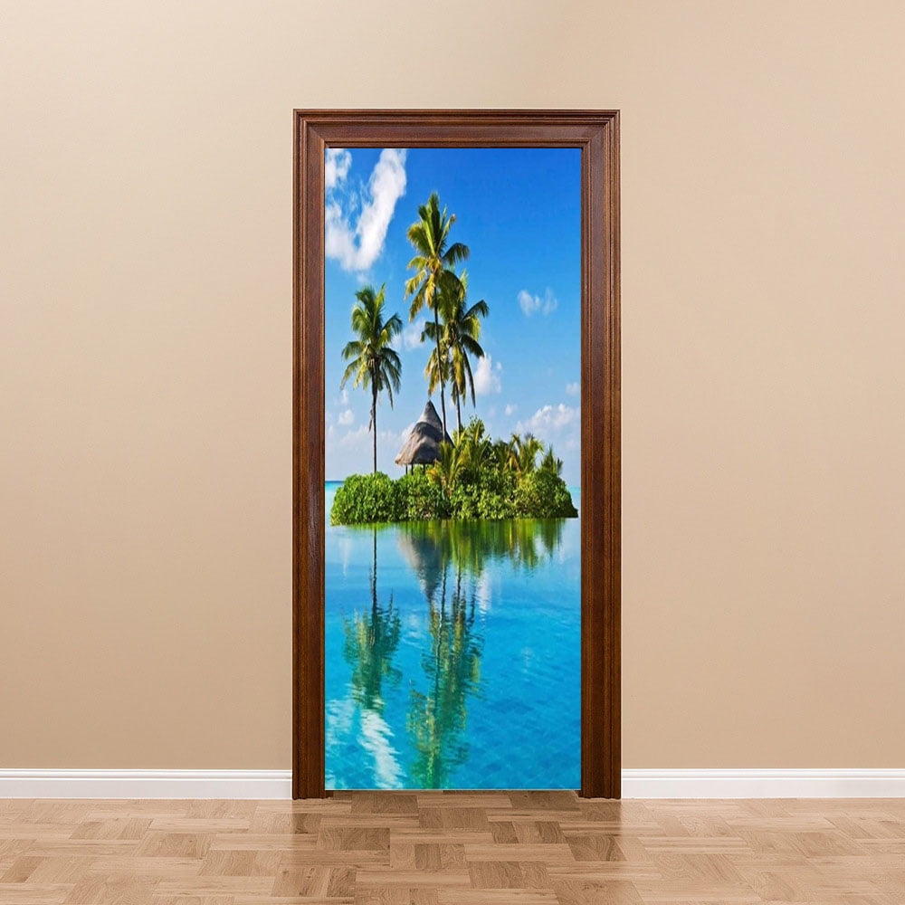 Door Stickers Wallpaper Wall 3D Painting Beach Custom Mural Living Room