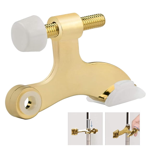 Door Stop 2 Heavy Duty Alloy Hinge Topper Adjustable Versatile for All Doors Easy Fit and Quick Install, 7X4CM, Gold