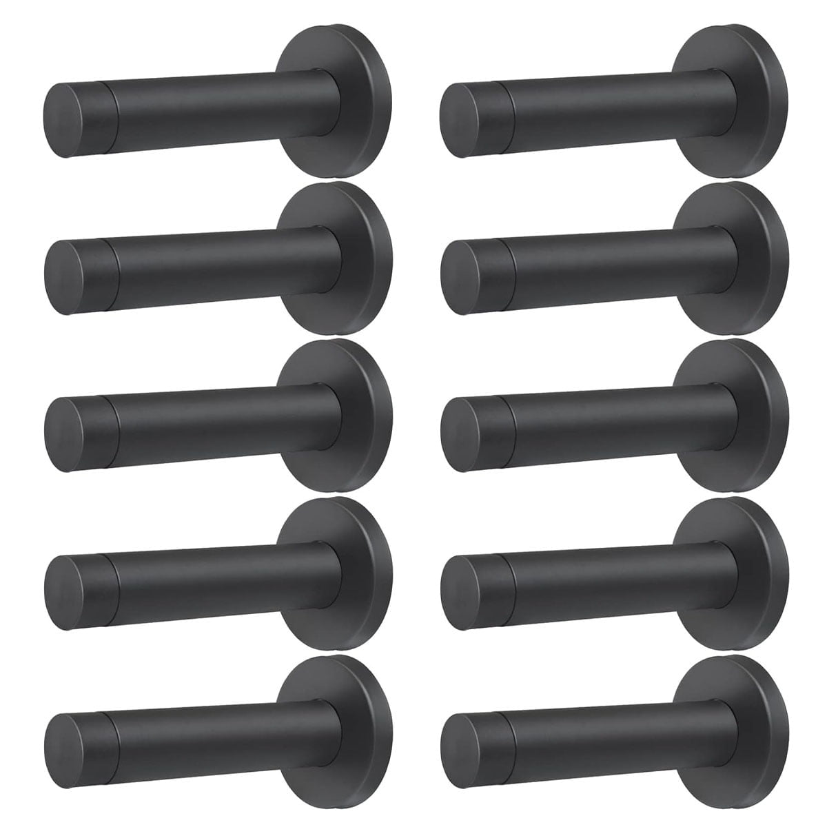 Eumtenr Heavy Duty Door Stopper - 3.5 Inch Stainless Steel Wall Mount, 4 Pack With Rubber Tips, Black