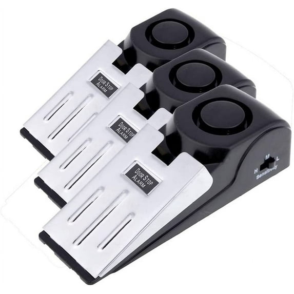 Door Stop Alarm 3-Pack, 120dB Security Wedge with Adjustable Sensitivity