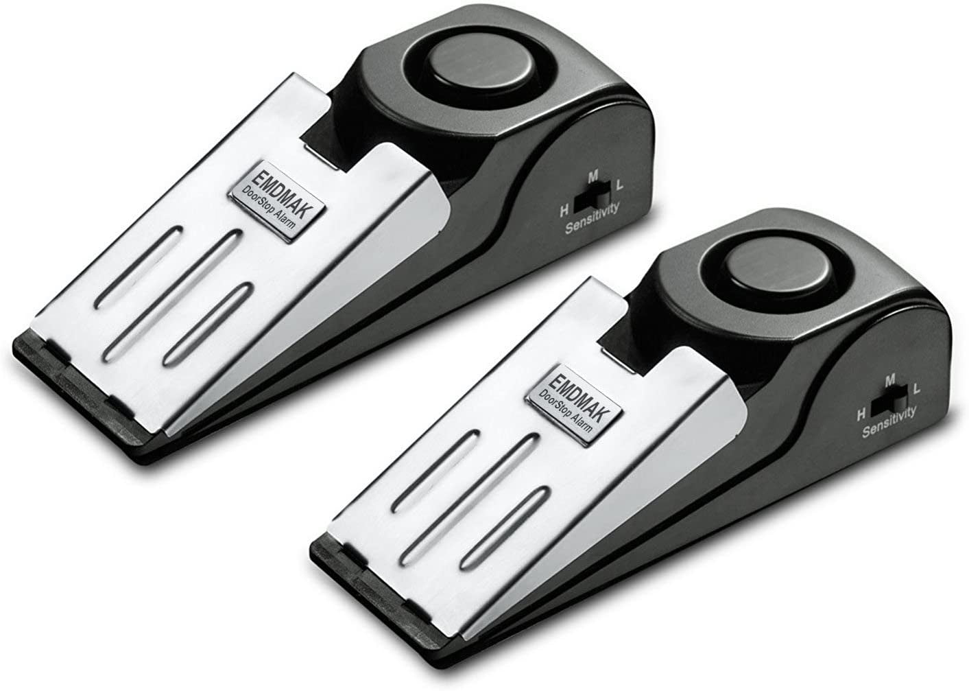 Door Stop Alarm with 120DB Siren Door Stop for Home & Travel (Black) (Pack of 2)