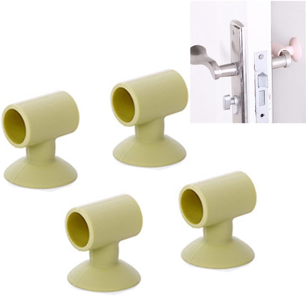 Door Stop Bumper Wall Protector-Silicone Anti-Collision Door Knob Shield,4 Pcs Multicolor Suction Door Knob for Lever Handle Protect Glass from Damage (Brown)
