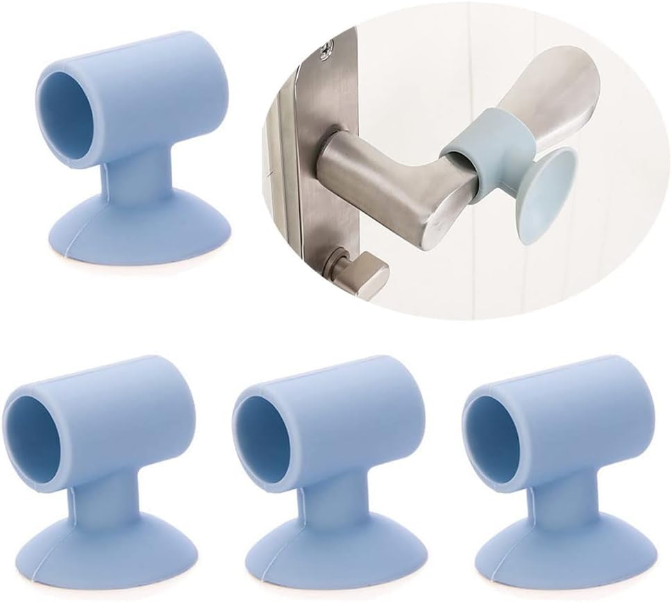 Door Stop Bumper Wall Protector-Silicone Anti-Collision Door Knob Shield,4 Pcs Multicolor Suction Door Knob for Lever Handle Protect Glass from Damage (Brown)