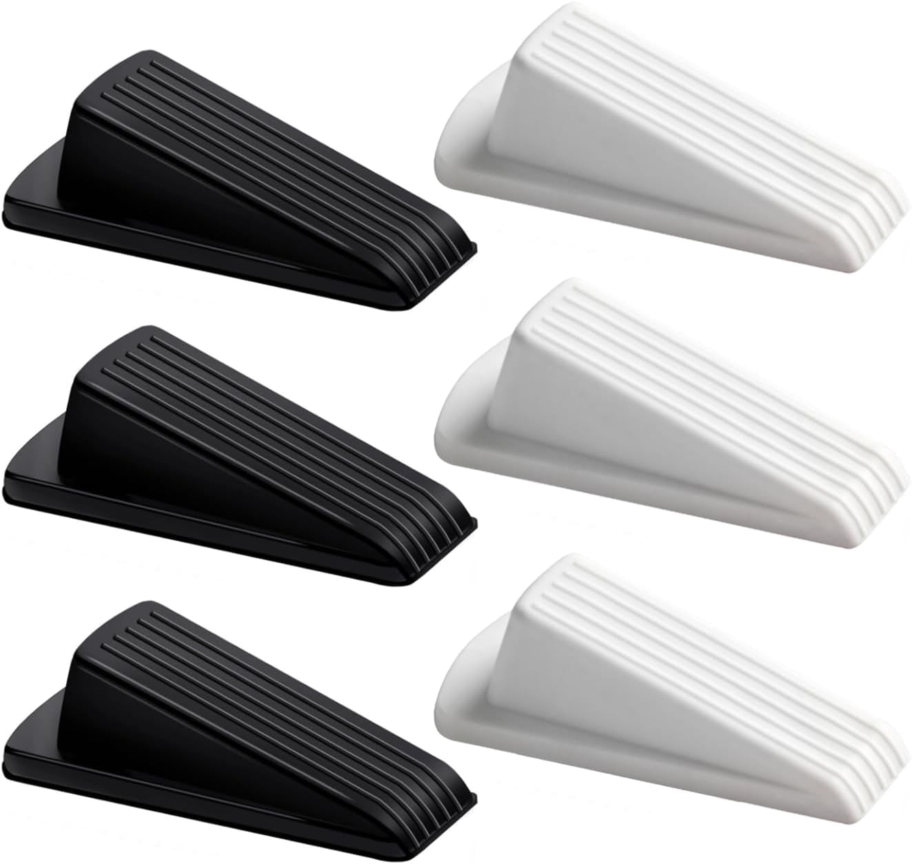 Door Stop, Door Stopper, Door Wedge, 6 Pack Rubber Door Stopper, Rubber Door Stops for Bottom of Door, Works on All Floor Types (Black White)