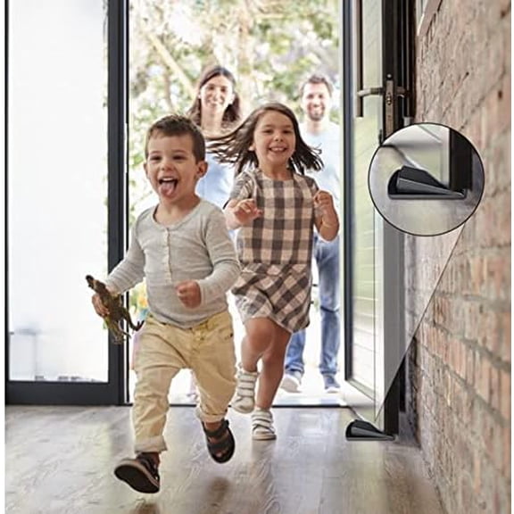 Door Stop, Door Stopper, Door Wedge, 6 Pack Rubber Door Stopper, Rubber Door Stops for Bottom of Door, Works on All Floor Types (Black White)