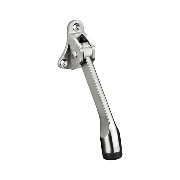 Door Stop, Heavy Duty Kickdown Door Stopper with Rubber Tip, Zinc Alloy Adjustable Height Easy Install Prevents Wall Damage, Silver