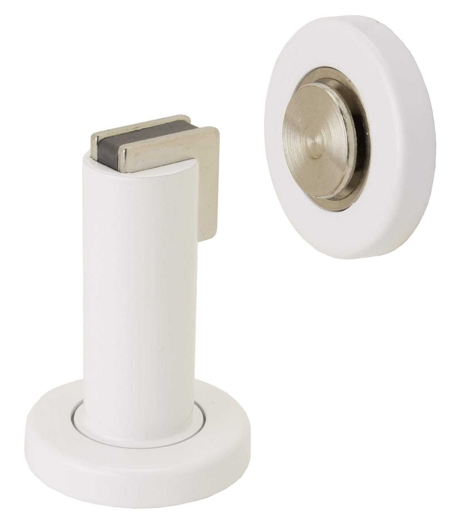 Door Stop Holder & Magnetic Catch - White, Modern Design