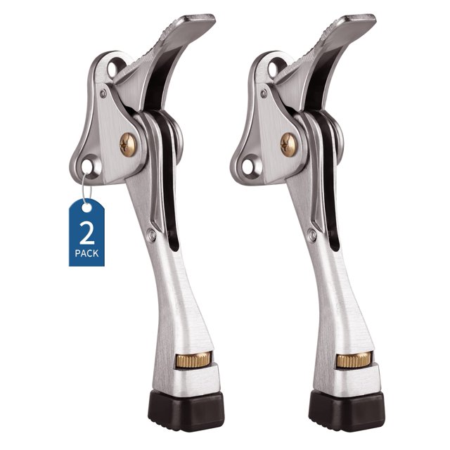 Door Stopper, 2 Packs Kickdown Door Stop with One Touch Adjustable