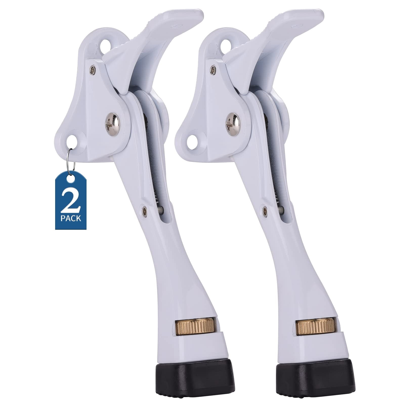 Door Stopper, 4 inch 2 Pack, White Packs Kickdown Door Stop with One ...
