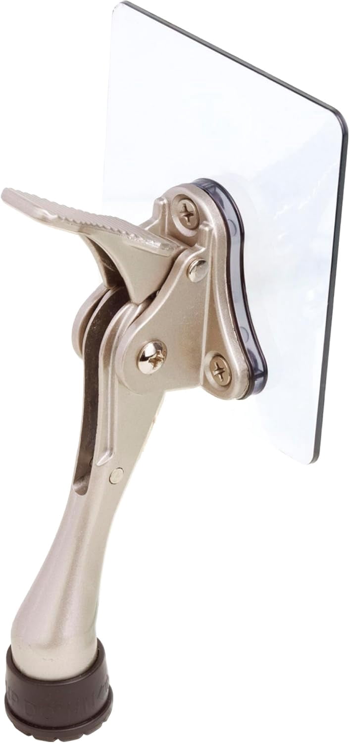 Door Stopper with Adhesive Bracket Stickers, No Drilling or Tools Needed, Available for All Doors, Door Holder, Heavy Door Stop, KickDown Door Stoppers, Bottom of Door by HASHI (Satin Nickel/Bracket)